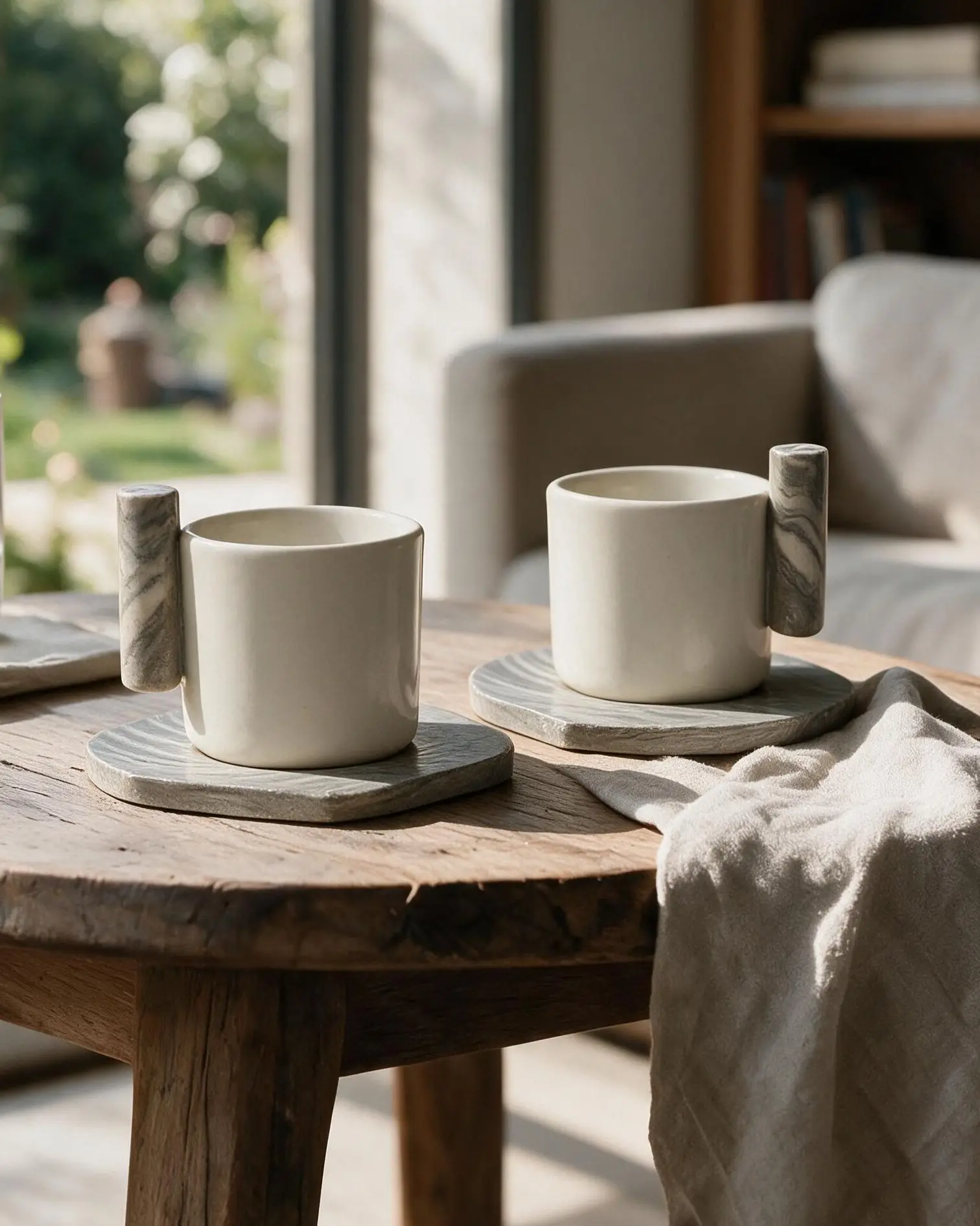 Stone Dikey Kulplu Tabaklı Türk Kahvesi Fincanı 2'li — Stone koleksiyonu, stoneware